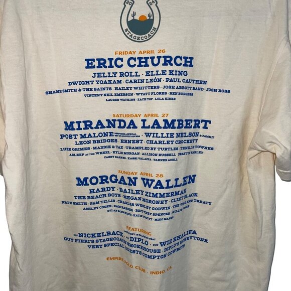 Stage Coach Mens Tee Shirt Size Large Cream 2023 Concert Crew Neck Pure Cotton - Picture 2 of 7